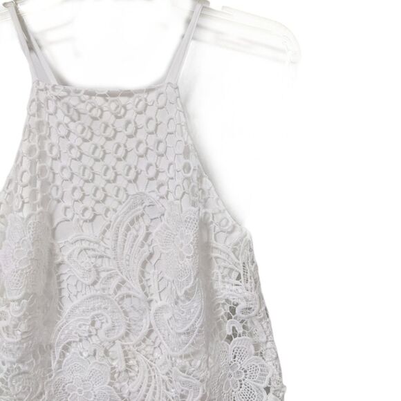 BB Dakota Bryn Lace Halter Mini Dress White Lined - Picture 3 of 10